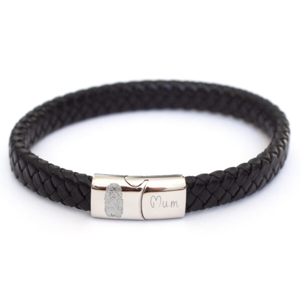 Men's Leather Fingerprint Bracelet