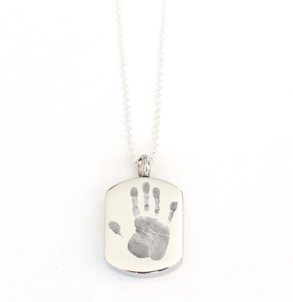 Men's Handprint Footprint Urn Necklace