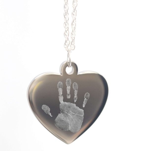 Handprint or Footprint Heart Necklace
