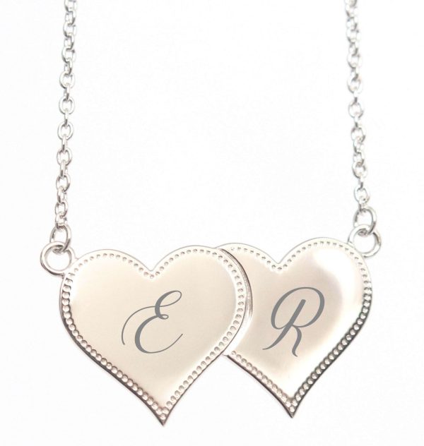 Silver Initial Duo Heart Necklace