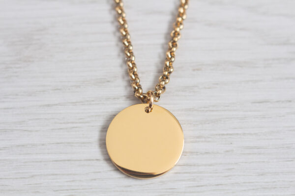 Gold Circle Handprint Necklace