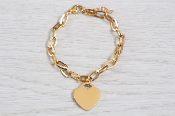 Gold Handwriting Heart Bracelet