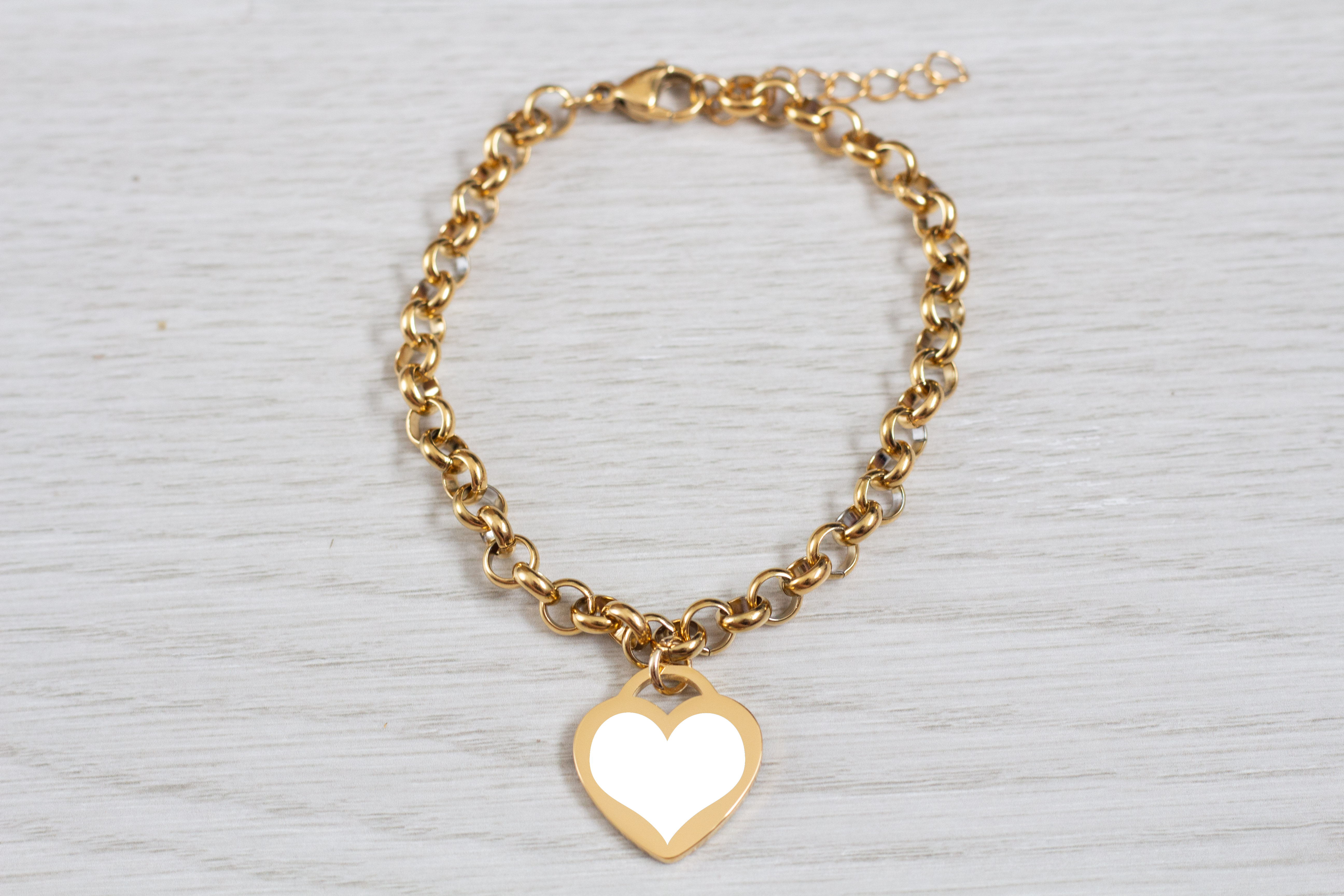 Gold Handprint Heart Bracelet