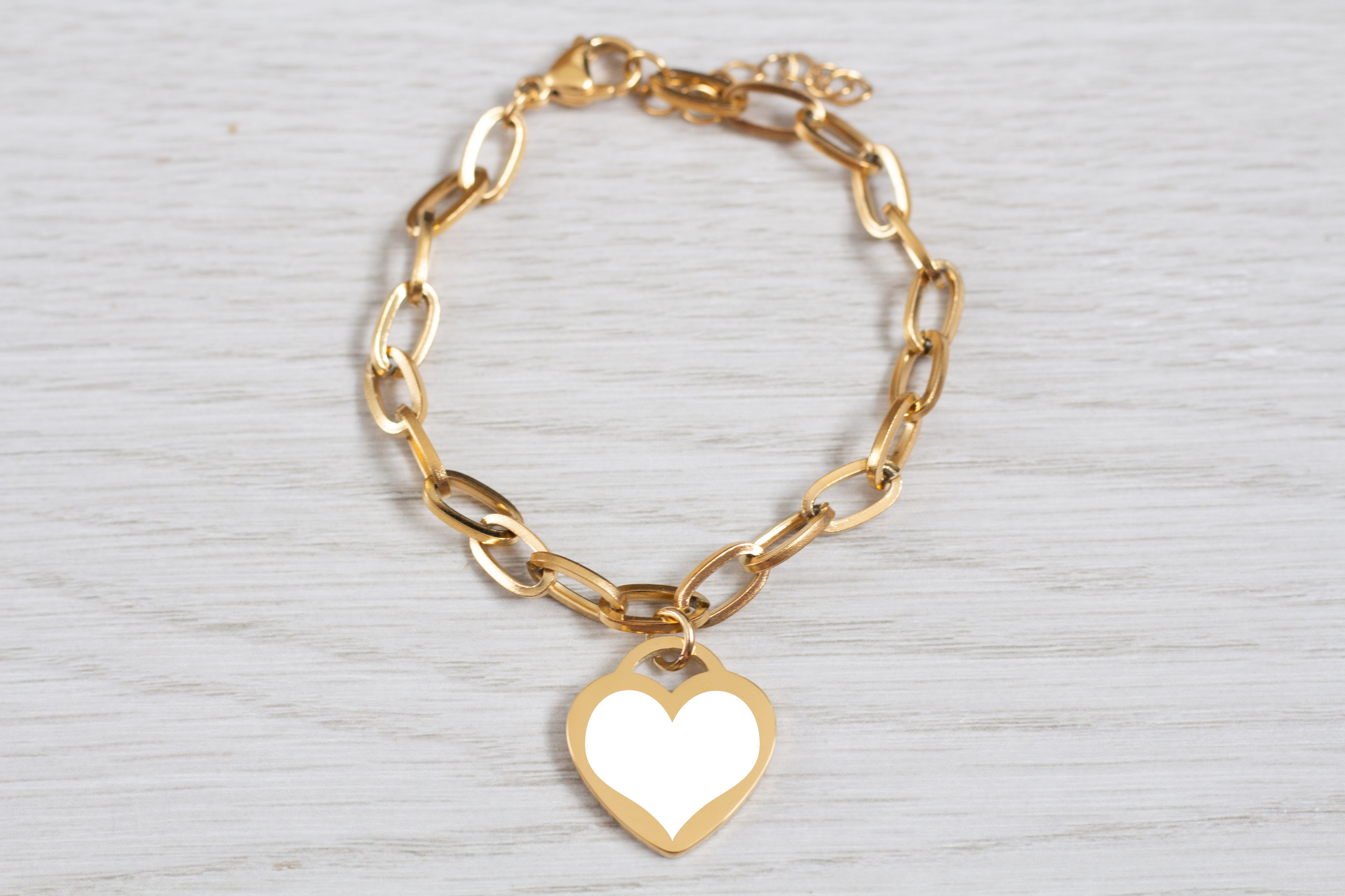 Gold Heart Fingerprint Bracelet