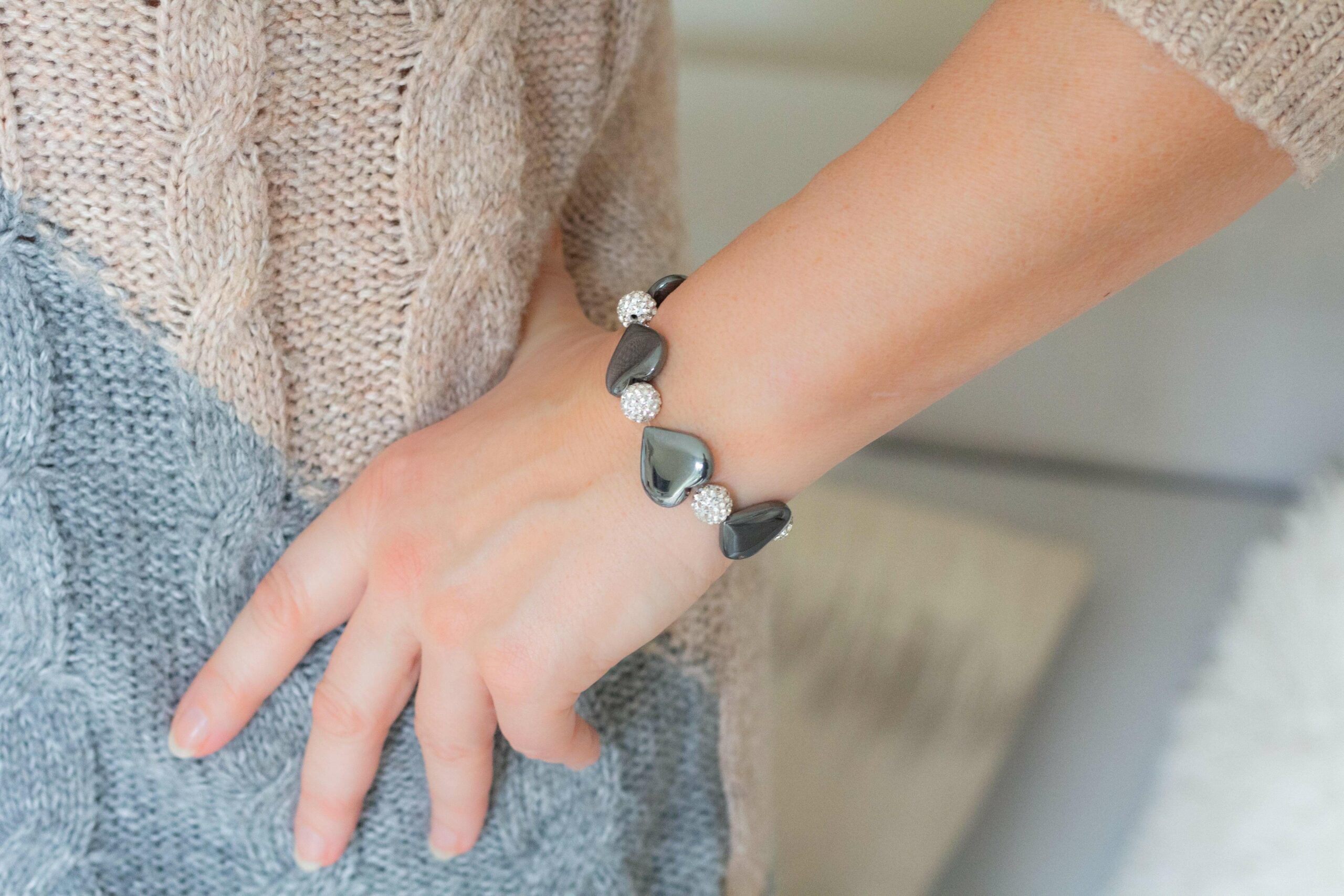 Hematite Heart Bracelet