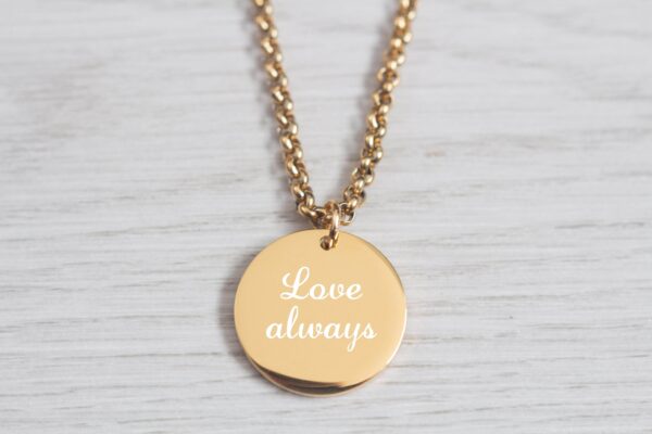 Gold Handwriting Circle Necklace